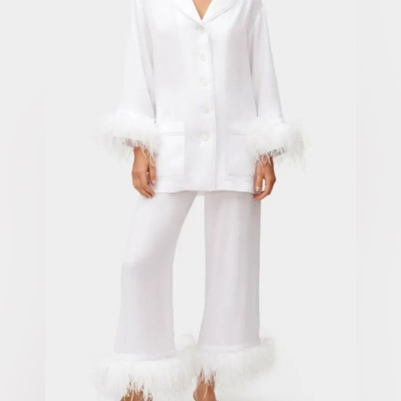 Sleeper - White Bridal Double Feather Pajama Set (M) - Picture 1 of 7